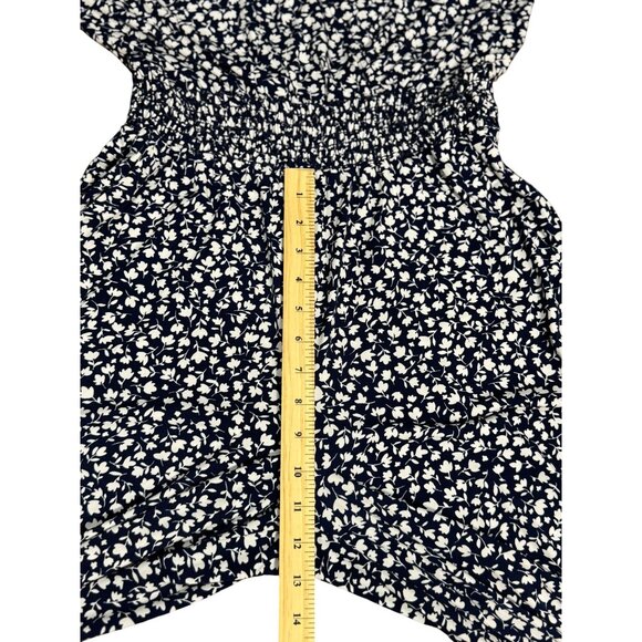 Kaleigh Womens Navy White Floral Jumpsuit Size M Womens V-Neck Ruffle Sleeve - Picture 8 of 10